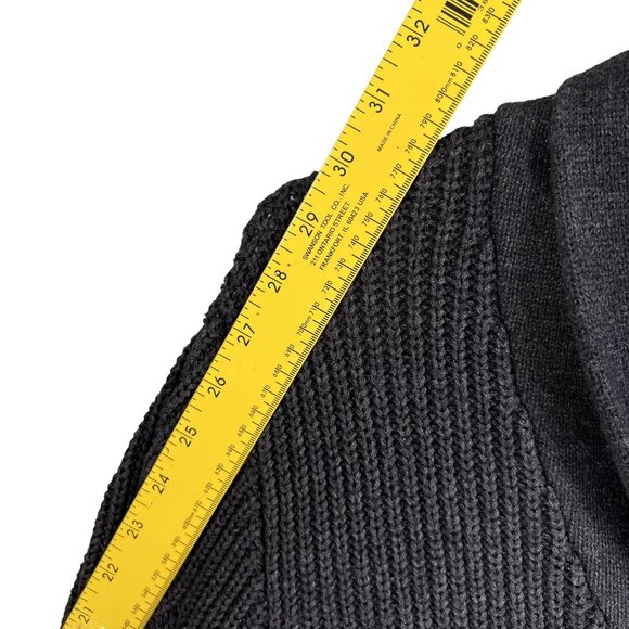 Vintage Shawl Collar Cardigan Mens L Cable Knit Gray Pockets Fisherman Sweater - Picture 11 of 16